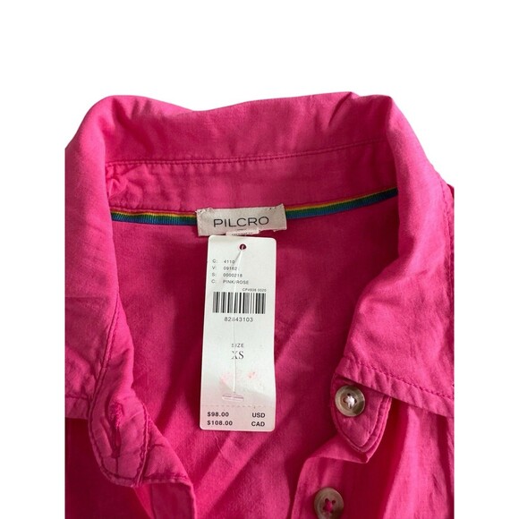 Pilcro Anthropologie Oversized Pink Tunic Blouse Size XS Raw Hem Beachy Boho Top - Picture 6 of 11